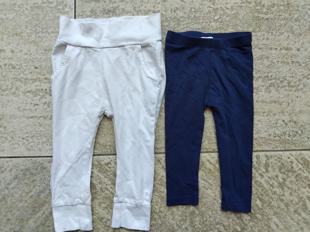 Set 2x broek Noppies maat 74 lange broek wit + legging blauw, Kinderen en Baby's, Babykleding | Maat 74, Meisje, Ophalen of Verzenden