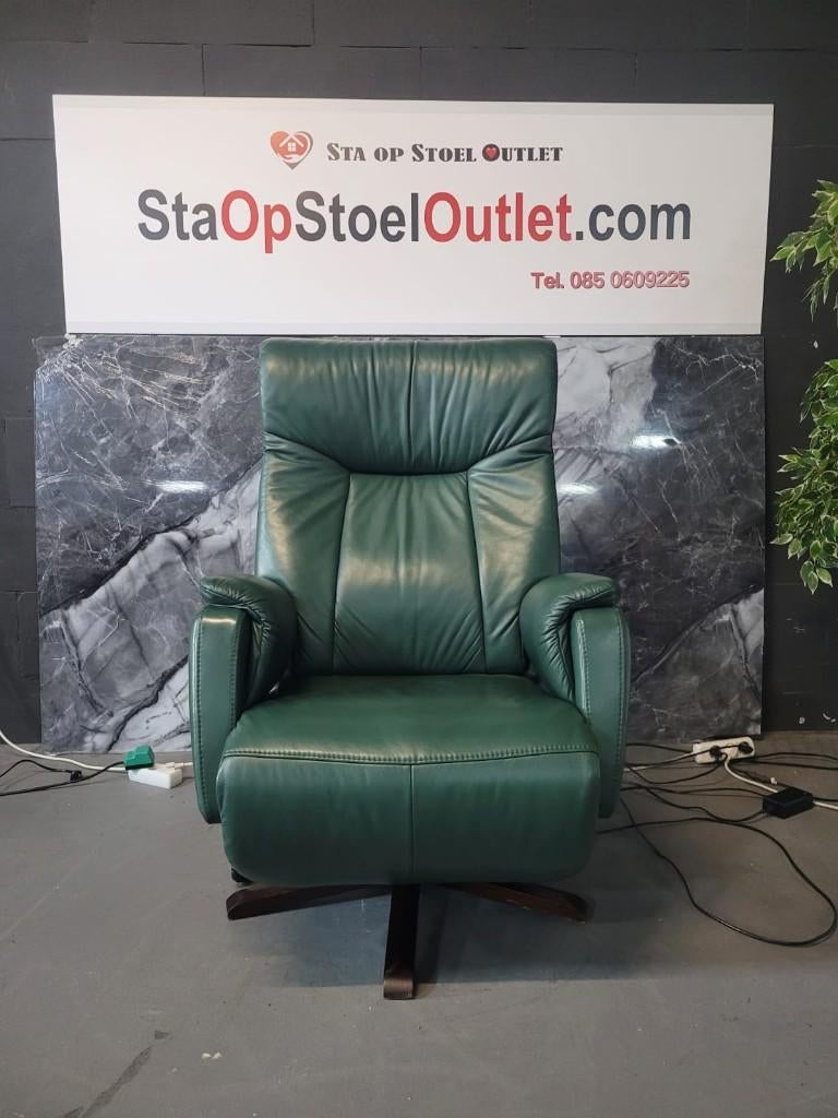 Staopstoel Malmo Groen Leder met Topswing, Minder dan 75 cm, Leer, Ophalen of Verzenden, Zo goed als nieuw