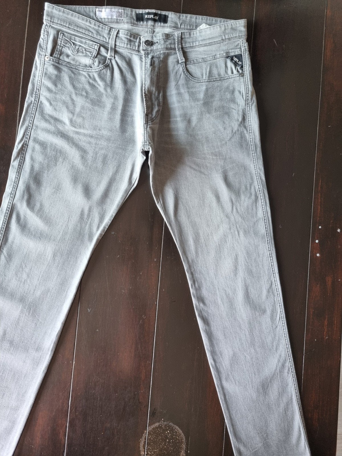 GRIJZE REPLAY ANBASS SLIM SKINNY STRETCH JEANS SIZE 36/32, W36 - W38 (confectie 52/54), Ophalen of Verzenden, Zo goed als nieuw