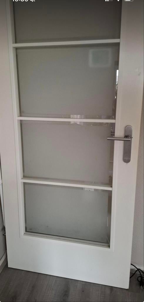 Opdekdeur links draaiend met mat glas 88x211,5 cm, Ophalen, 80 tot 100 cm, Binnendeur, 200 tot 215 cm