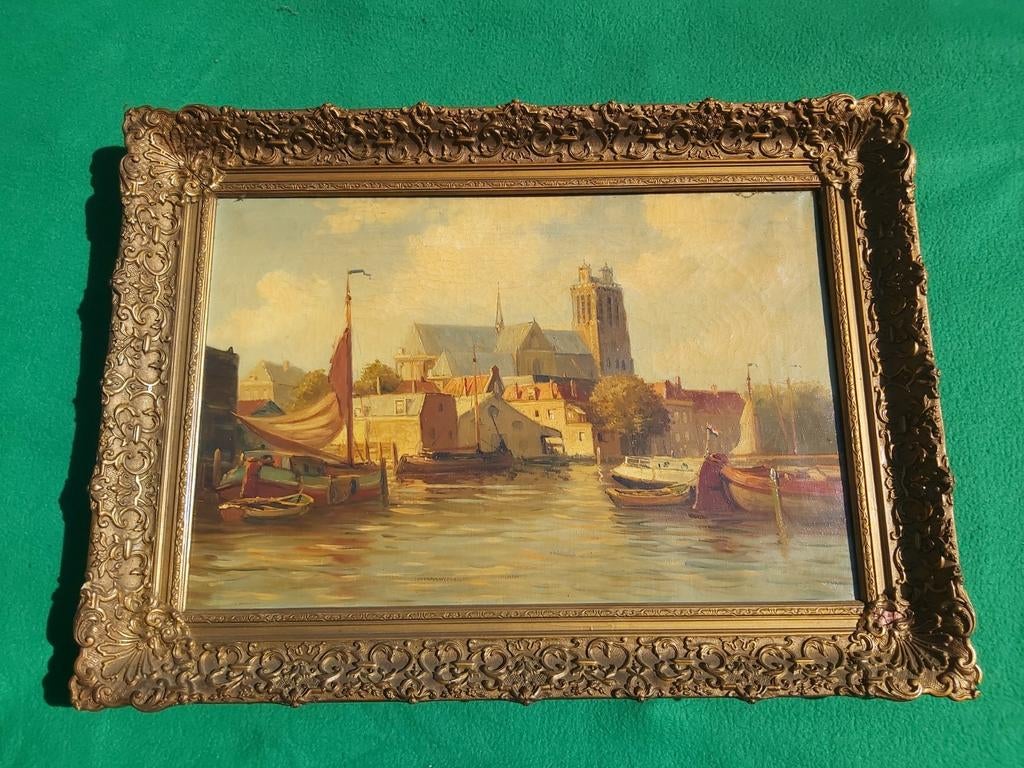 Schilderij Haven van Dordrecht door P.J.A. Wagemans, Antiek en Kunst, Kunst | Schilderijen | Klassiek, Ophalen