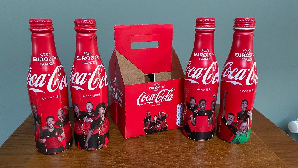 Coca-Cola Red Devils set Regular 2018 Alu Bottle set 4 fles, Verzenden, Zo goed als nieuw