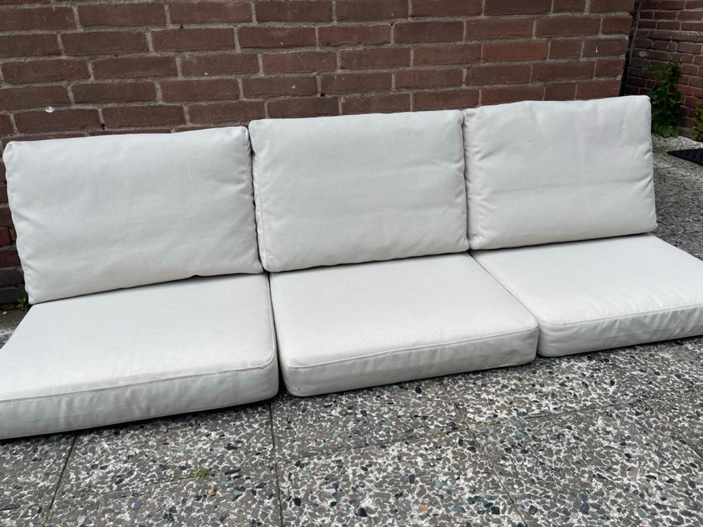 Set van totaal 6 beige tuinbankkussens - Zo goed als nieuw, Tuin en Terras, Tuinmeubel-accessoires, Ophalen, Zo goed als nieuw