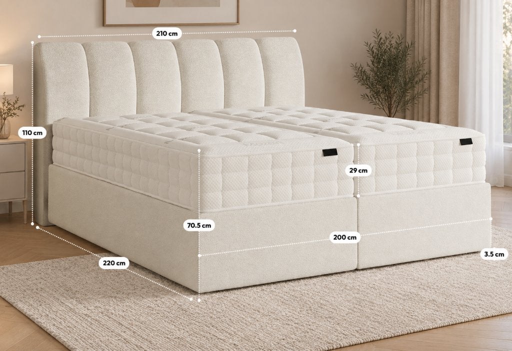 Boxspring Premium Duitse Fabrikant 200x200 cm – Z.G.A.N, Huis en Inrichting, Ophalen, Wit, Tweepersoons, Zo goed als nieuw