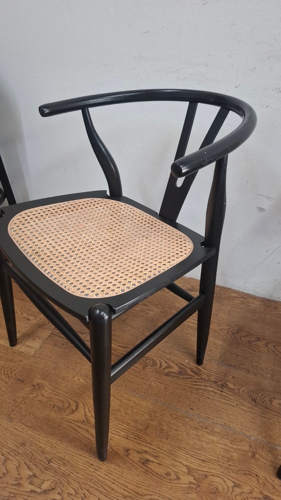 19 wishbone design horeca stoelen webbing zit hout frame set, Zwart, Ophalen of Verzenden, Zo goed als nieuw, Vijf, Zes of meer stoelen