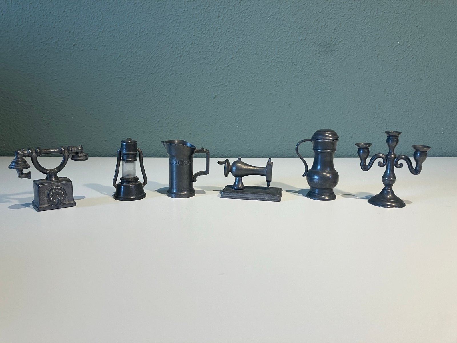 Set van 6 Tinnen Miniatuurtjes - Gemiddeld 6 cm Hoog, Antiek en Kunst, Ophalen of Verzenden