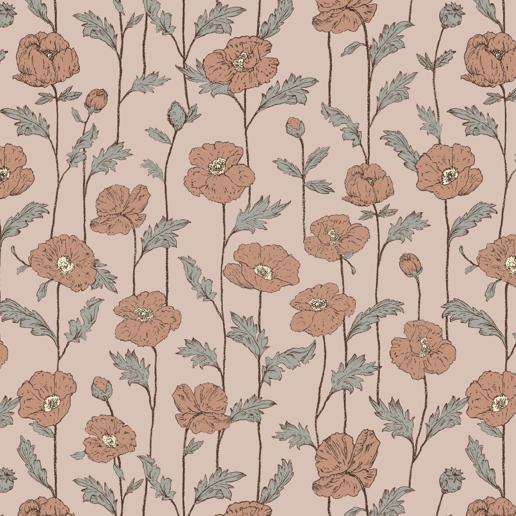 Kinderbehang Poppy Bloemen Roze Little Amour, Nieuw, Ophalen of Verzenden, Little Amour, Info@littleamour.nl