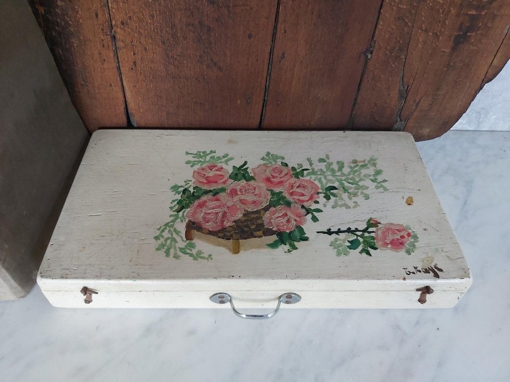 Superleuke handbeschilderde houten schilderskist -toebehoren, Ophalen of Verzenden