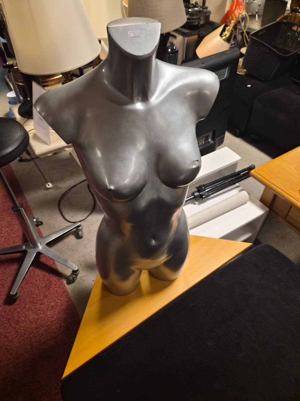 Zilverkleurige etalagepop torso - Vrouwelijke paspop, Ophalen of Verzenden