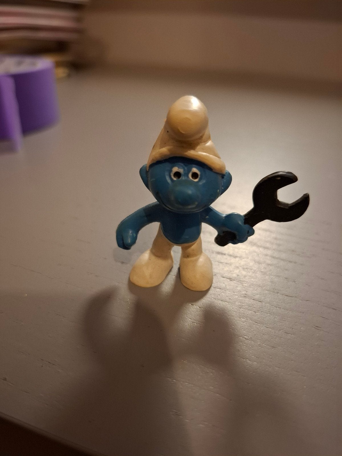 Schleich Knutselsmurf figuurtje uit 1970 - Vintage Smurf, Ophalen of Verzenden, Gebruikt