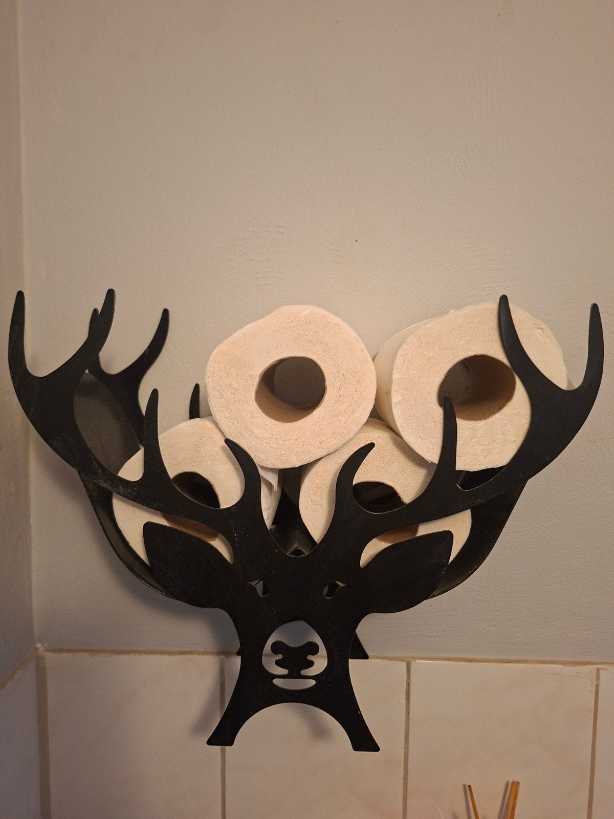 Hertenkop toiletrolhouder - Decoratieve opberger, Ophalen of Verzenden, Zo goed als nieuw