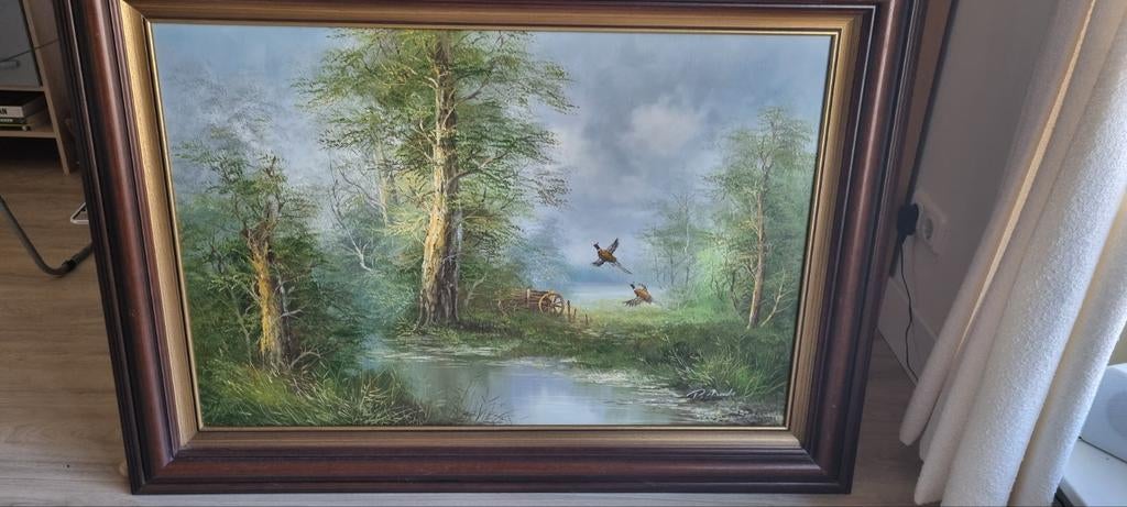 Schilderij: Prachtige Natuur met Vliegende Fazanten, Antiek en Kunst, Kunst | Schilderijen | Klassiek, Ophalen