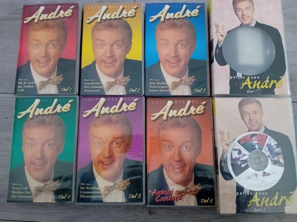 SETVOORDEEL! 9x videoband (VHS) André van Duin + 1x CD, Alle leeftijden, Zo goed als nieuw, Tv-serie of Tv-programma, Boxset