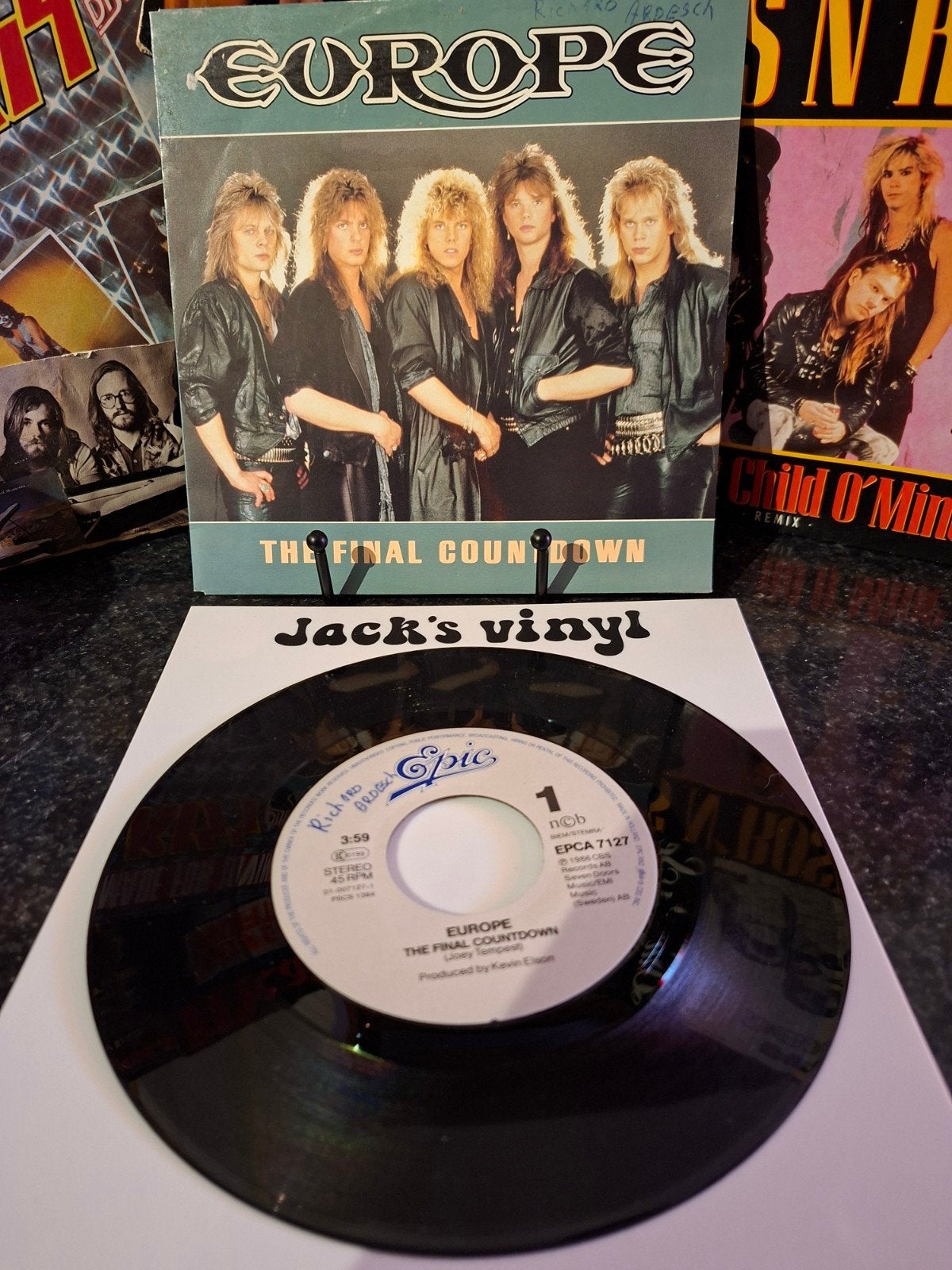 Europe - The Final Countdown 7 inch vinyl single 1986, Gebruikt, Hard Rock, 7 inch, Ophalen of Verzenden