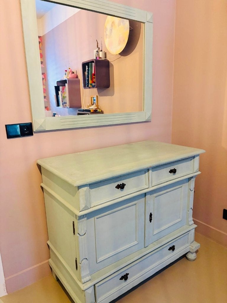 Prachtige vintage commode kast met spiegel, Gebruikt, Kast, 50 tot 70 cm, 100 cm of meer