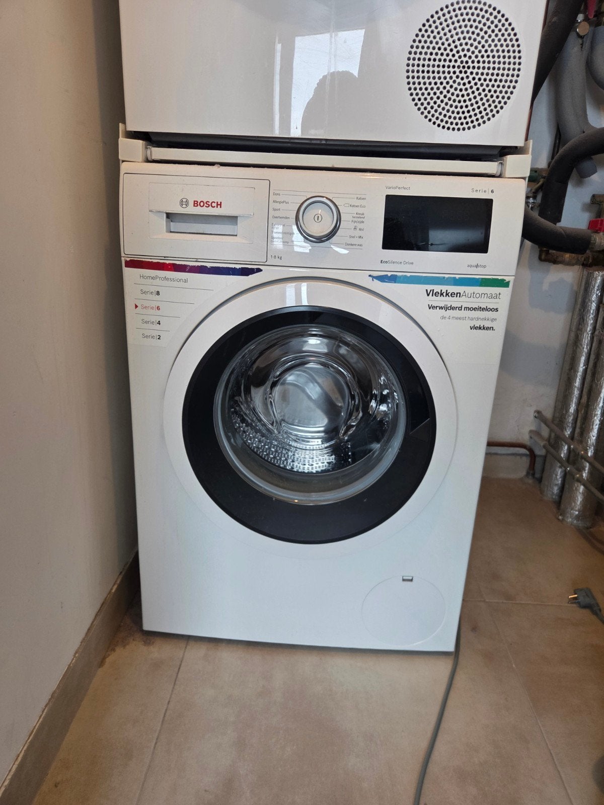 Bosch Wasmachine - 7 jaar oud, deur recent vervangen, Ophalen, 1200 tot 1600 toeren, Gebruikt, 8 tot 10 kg