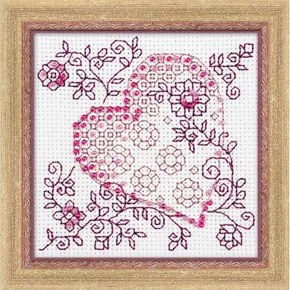 Borduurpakket Hart met bloemen 1354, ., Nieuw, Ophalen of Verzenden, .