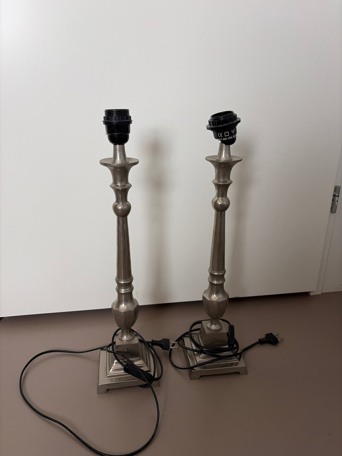 Set van 2 klassieke tafellampvoeten, zilver, Huis en Inrichting, Ophalen of Verzenden, Gebruikt, Metaal