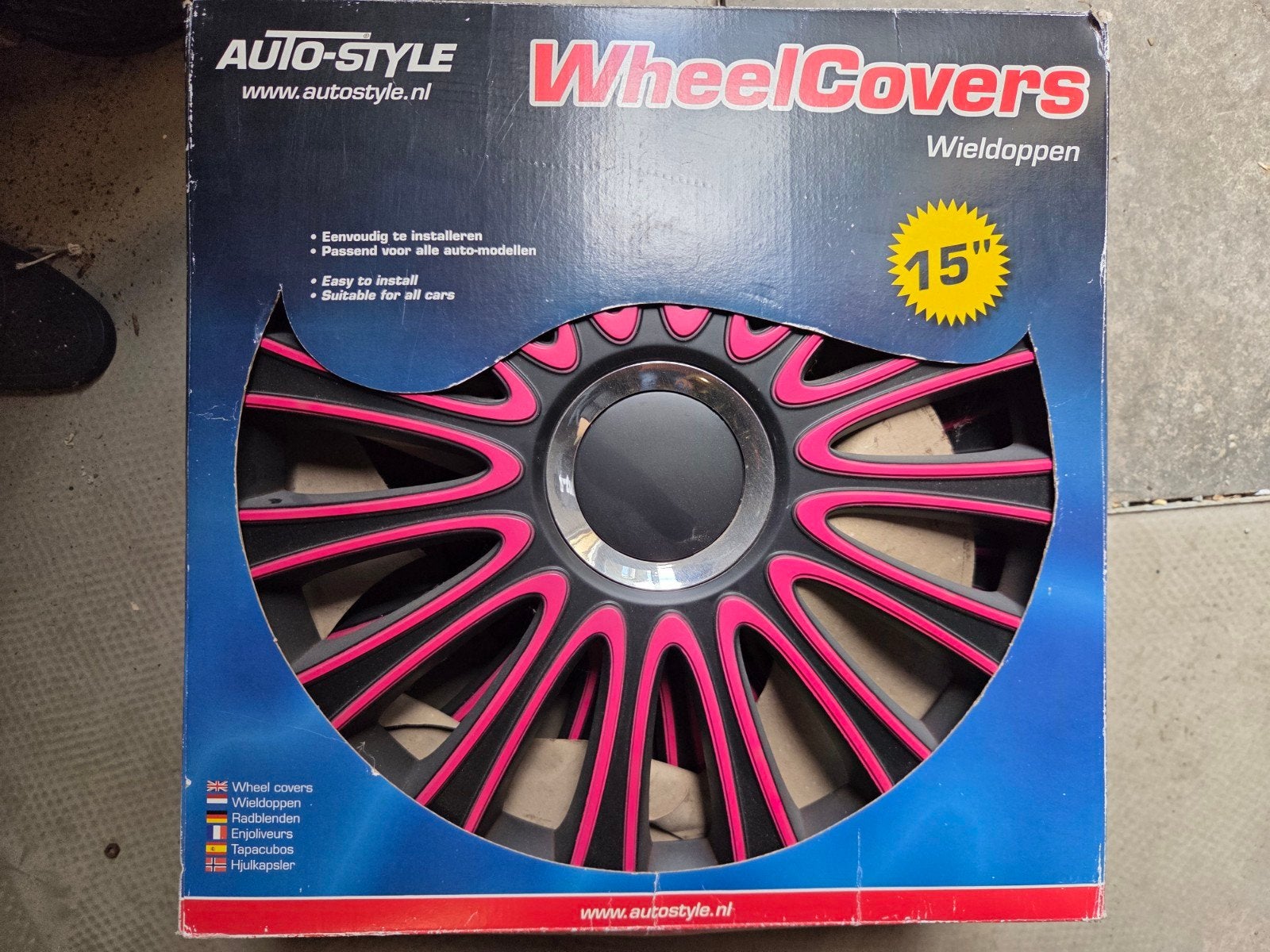15 inch roze wieldoppen - Zeer nette staat!, Auto diversen, Ophalen of Verzenden, Zo goed als nieuw