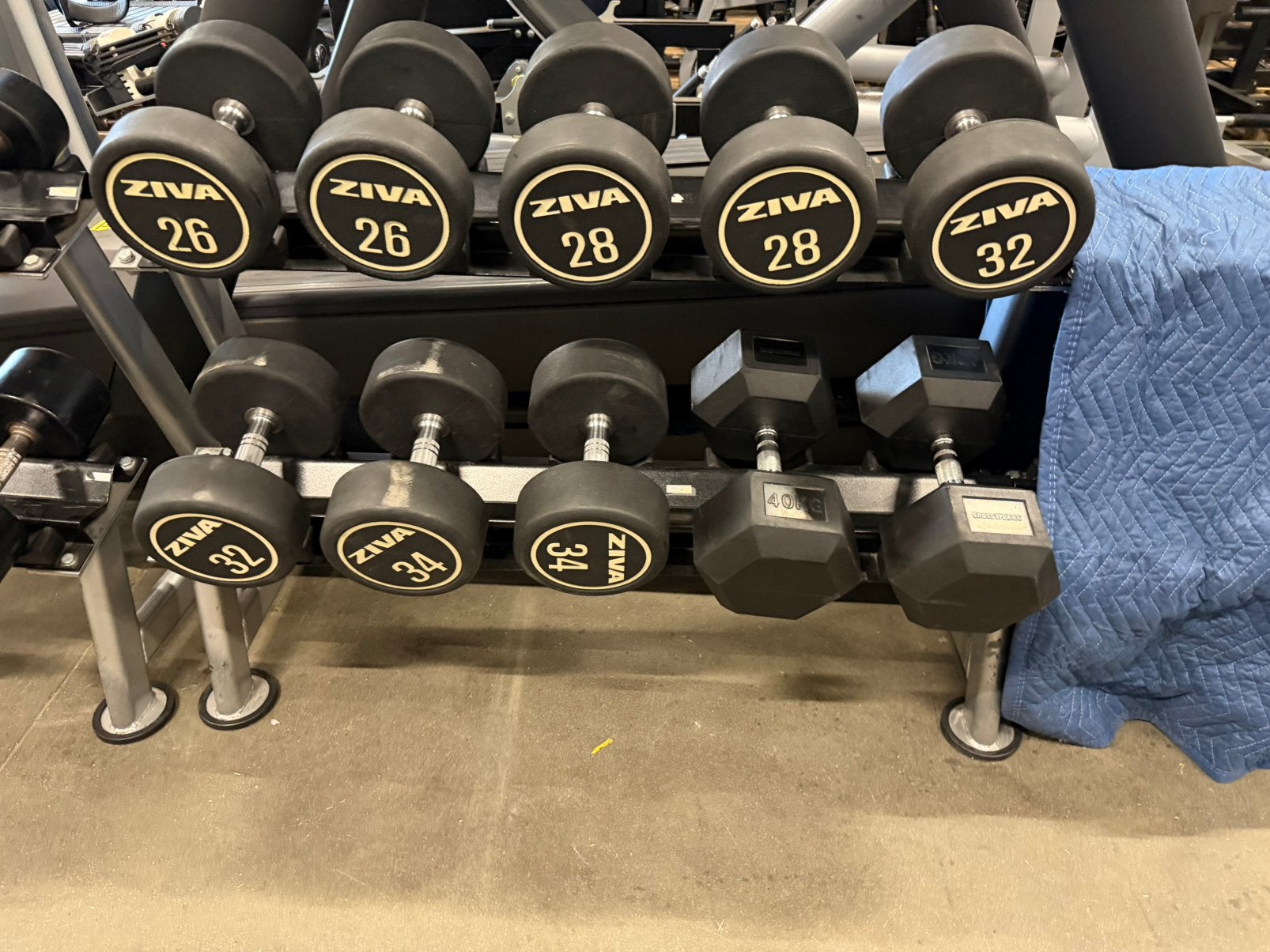 Vaste Rubberen Dumbells 4kg t/m 40kg + Dumbells Rek, Ophalen, Gebruikt, Dumbbell