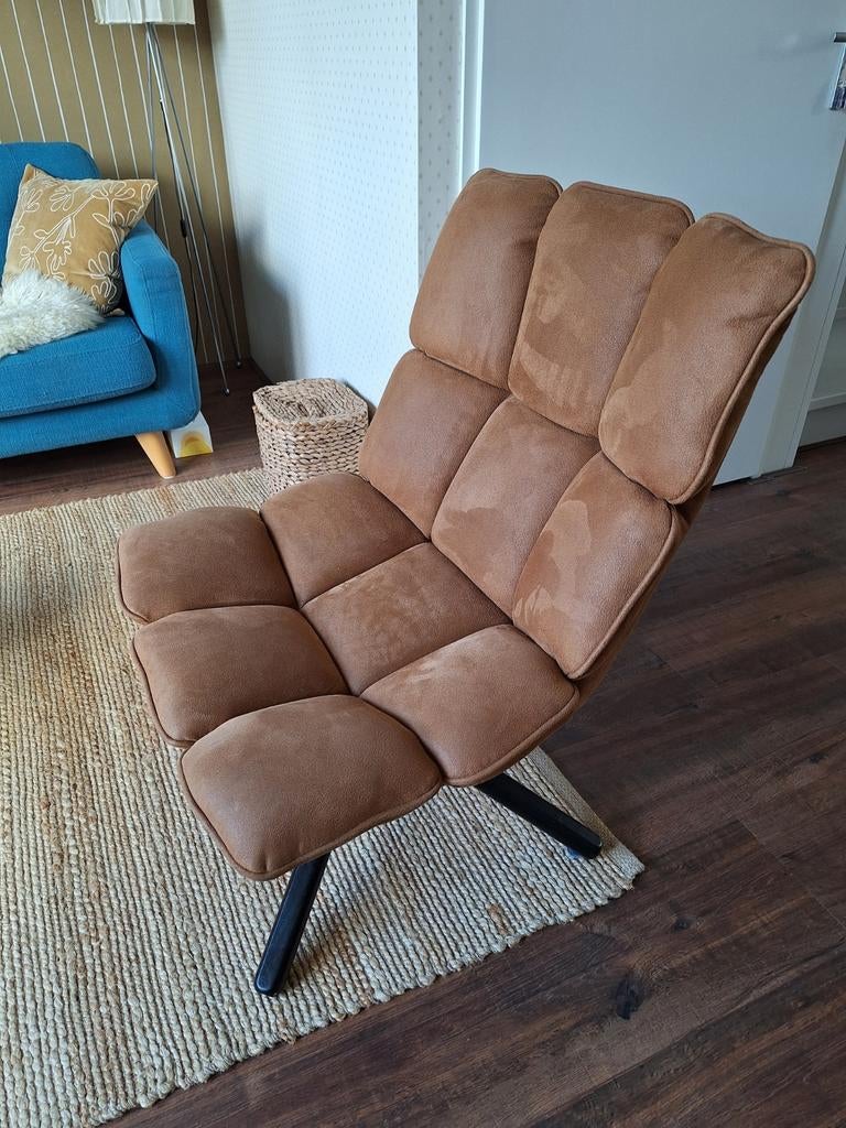 Nette draai feauteuil met zwarte kruispoot., Ophalen, Zo goed als nieuw, 50 tot 75 cm