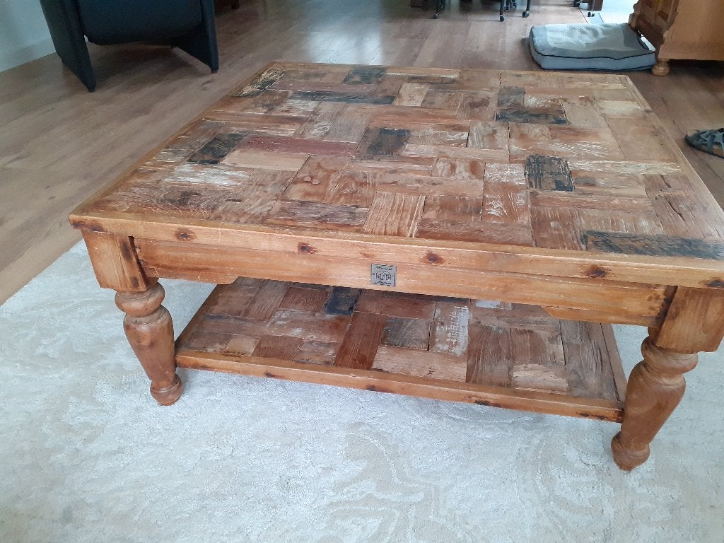 salontafel 90-90, hoogte 35, Huis en Inrichting, Gebruikt, Vierkant, 50 tot 100 cm, 5 – 50