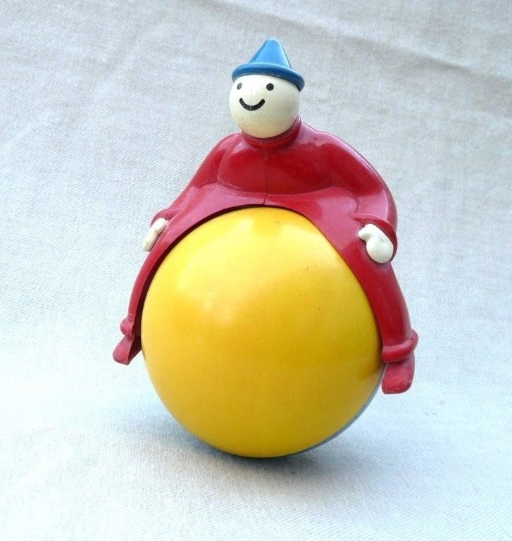 Ambitoys NL Tuimelclown op bol 15 cm., Ophalen of Verzenden
