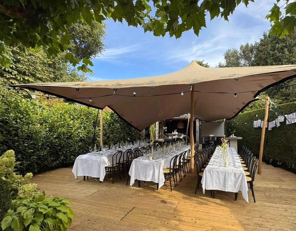 Stretchtent 9 x 6 m, nieuw, 4-laags doek, complete set, Ophalen, Partytent, 6 meter of meer, Nieuw