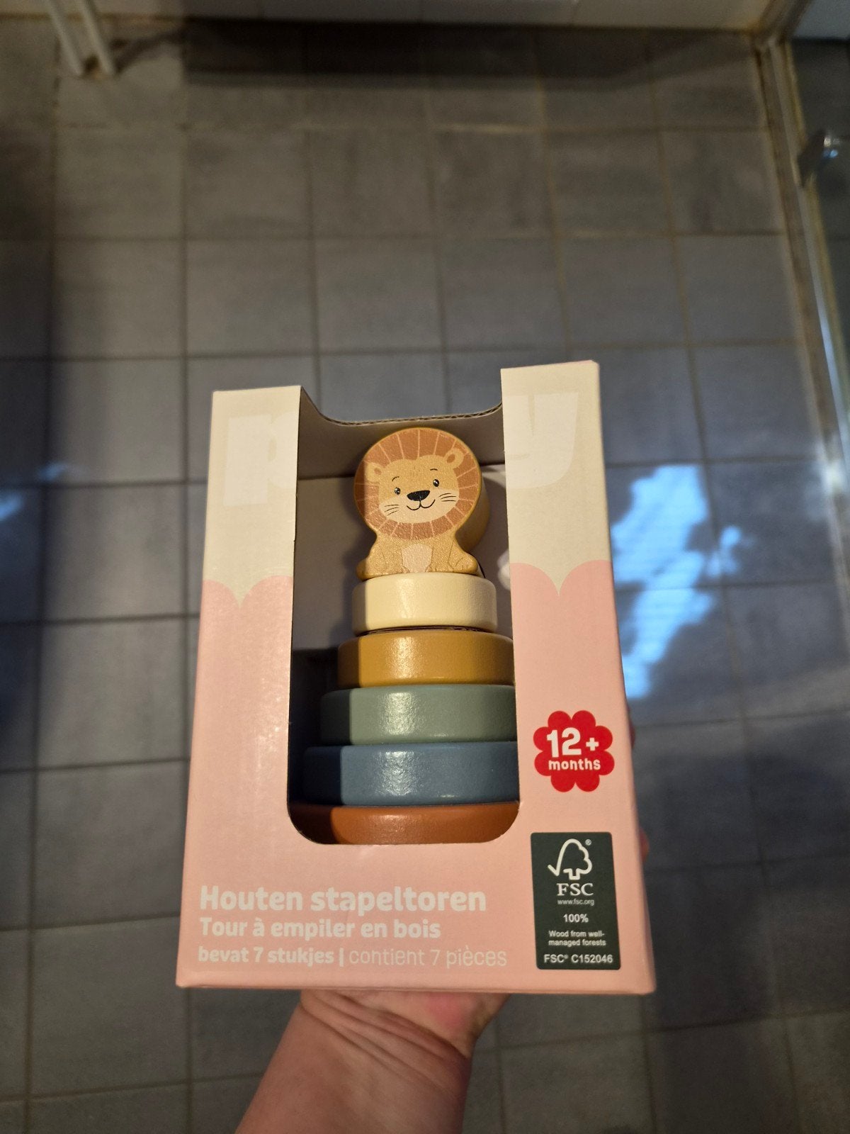 Houten stapeltoren met leeuw - Nieuw in doos, Ophalen of Verzenden, Nieuw, Overige typen