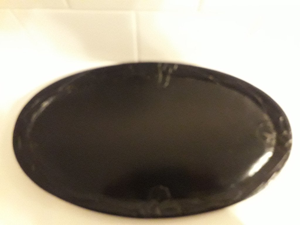 Ovaal zwart gelakt houten dienblad art nouveau, Ophalen of Verzenden