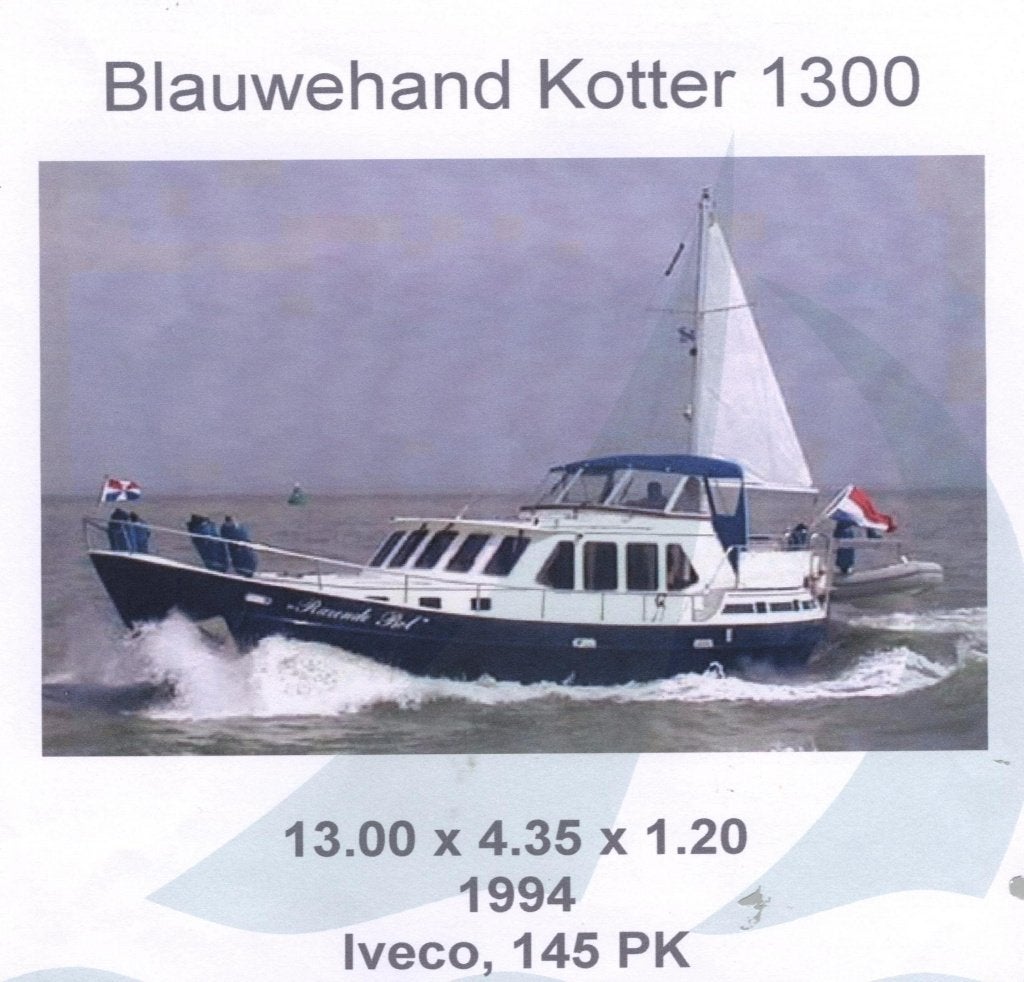 Blauwe Hand Kotter 1300 met steunzeil, Watersport en Boten, Overige merken, Gebruikt, Binnenboordmotor, Diesel