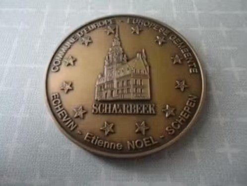 Bronzen medaille, Commune d'Europe Schaerbeek, Verzenden, Brons, Buitenland