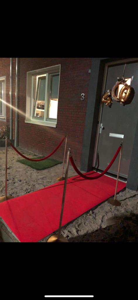 Zelfgemaakte Rode Loper Set met Gouden Palen, Ophalen of Verzenden, Gebruikt
