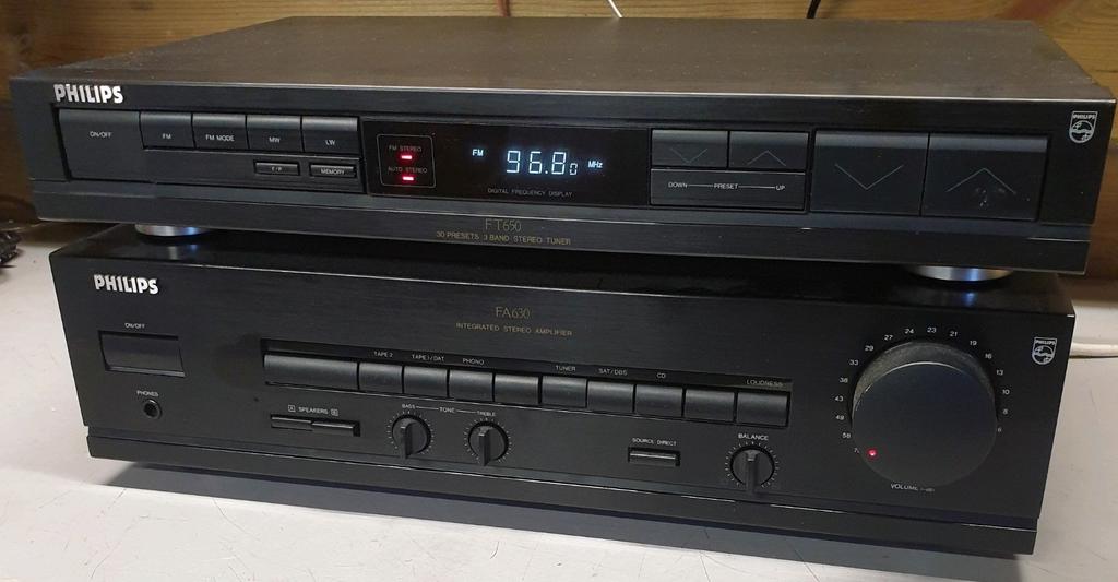 Philips versterker fa-630 + gratis tuner ft-650, Ophalen of Verzenden, Philips