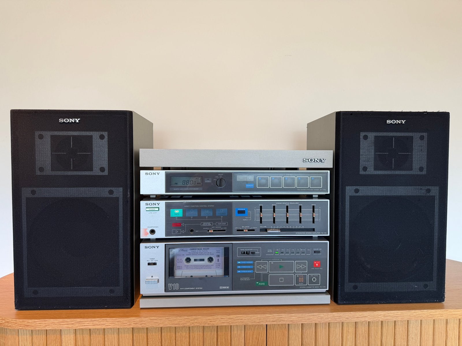 Vintage Sony V10 Hi-Fi set + speakers + origineel SU-V2 rack, Ophalen, Gebruikt