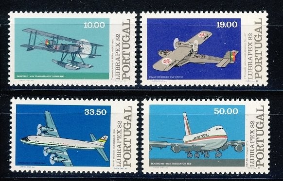 Portugal 1577/80 Vliegtuigen 1982 postfris, Ophalen of Verzenden, Portugal, Postfris