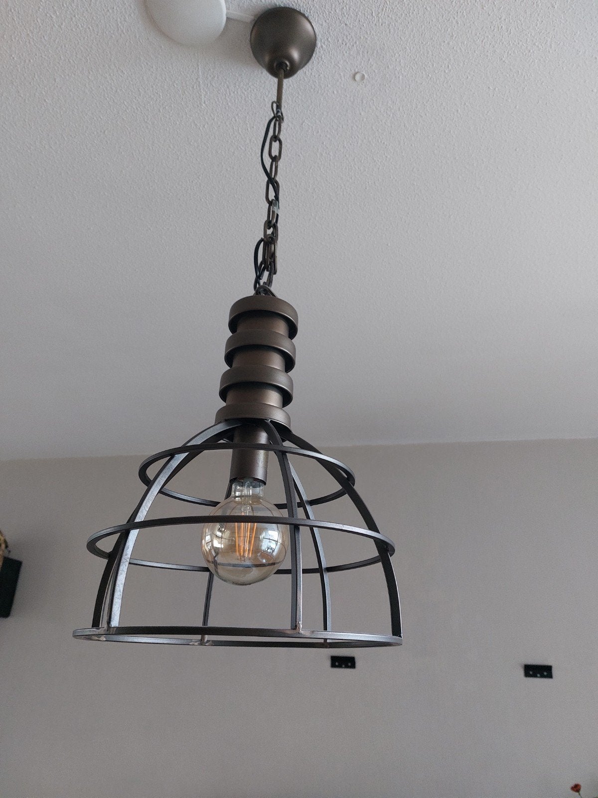 Industriële hanglamp - Bronskleurig ijzer, Huis en Inrichting, Ophalen, Gebruikt, Metaal, Industrieel