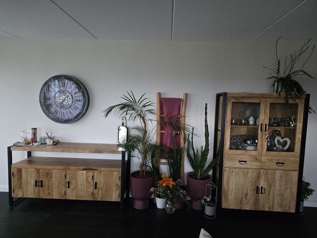 Mangohout kast set industrieel - zeer goede staat, Huis en Inrichting, Ophalen, 150 tot 200 cm, Zo goed als nieuw, Met lade(s)