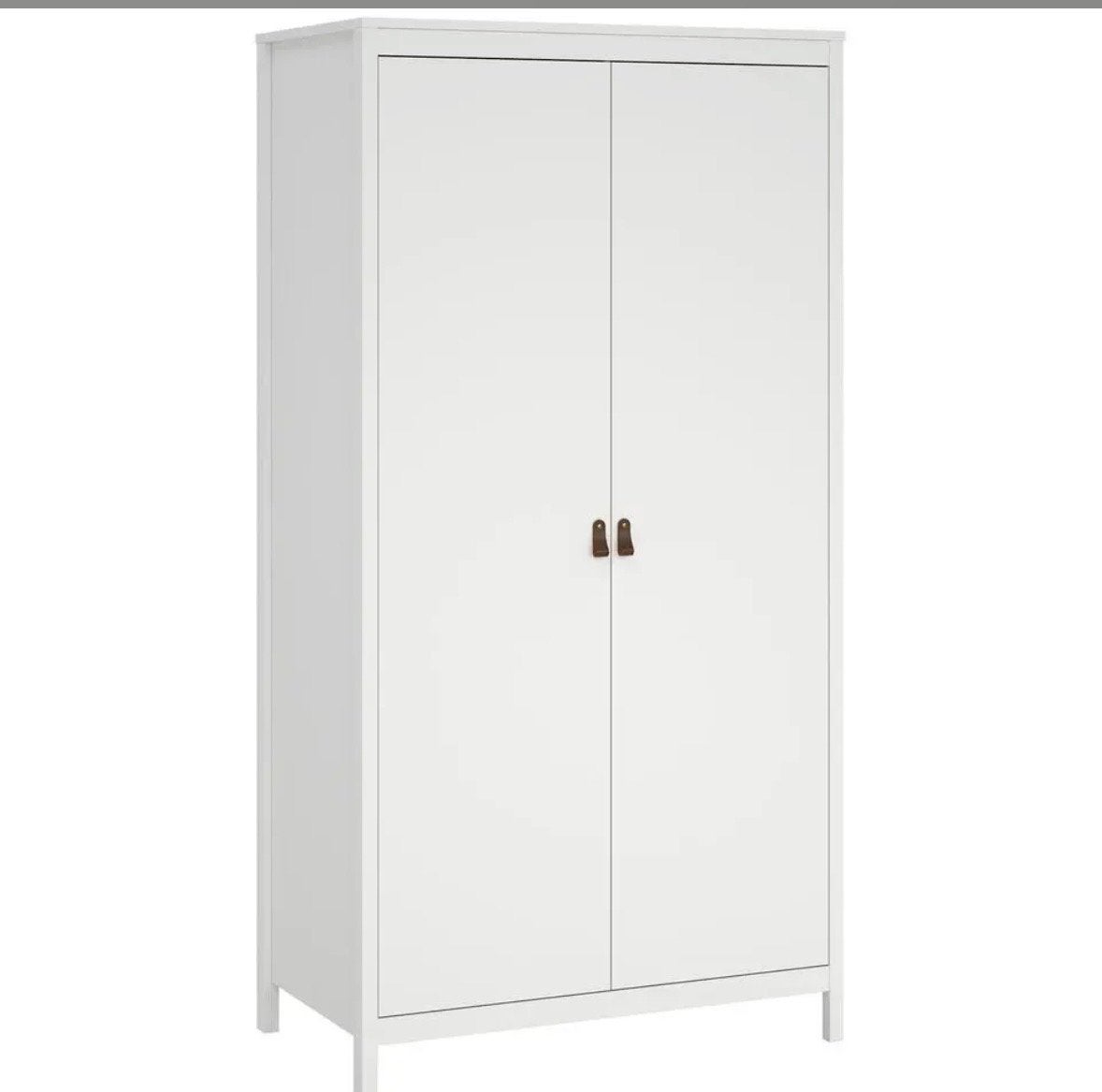 Witte kledingkast met twee deuren en planken, Gebruikt, 150 tot 200 cm, 25 tot 50 cm, Overige houtsoorten