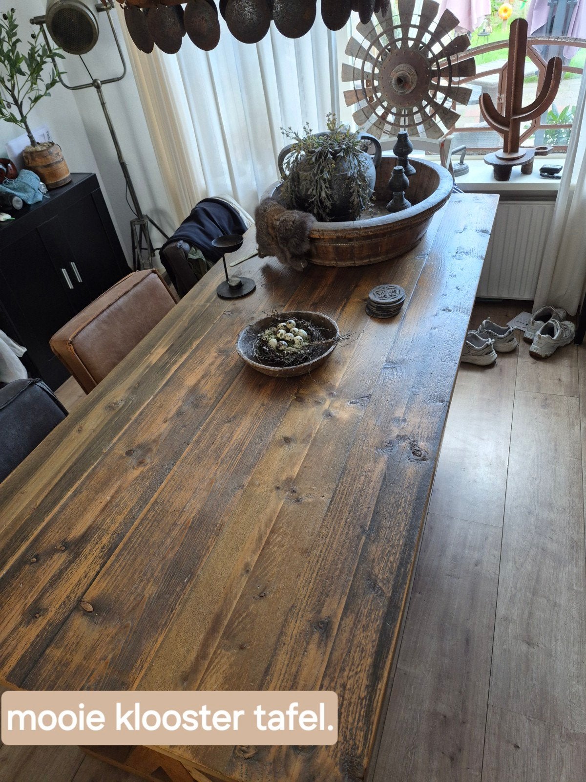 Klooster tafel, Ophalen, Eikenhout, 200 cm of meer, 50 tot 100 cm