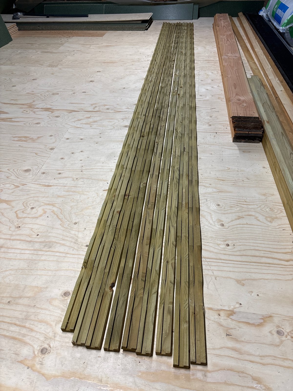 Geïmpregneerde houten latten - Vuren - Diverse lengtes, Doe-het-zelf en Verbouw, Hout en Planken, Gebruikt, Minder dan 25 mm, Plank