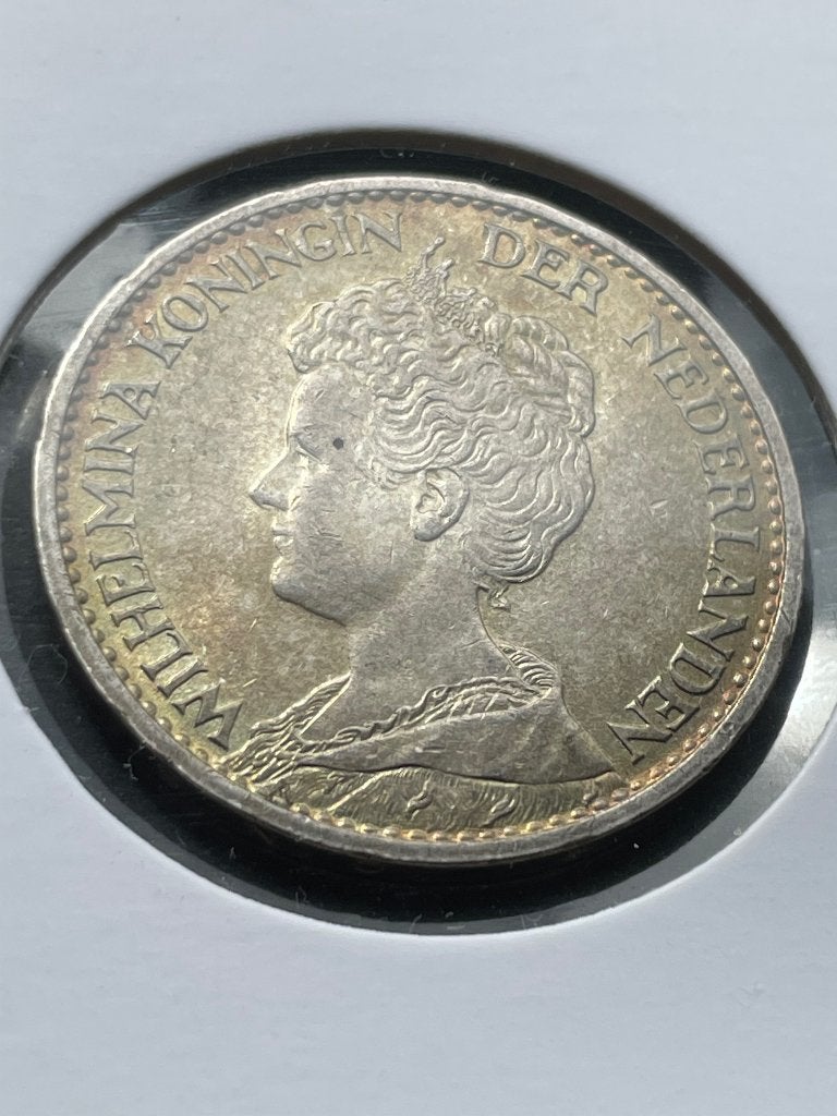 Prachtige gulden 1915 met patina, Ophalen of Verzenden, Koningin Wilhelmina, 1 gulden, Zilver