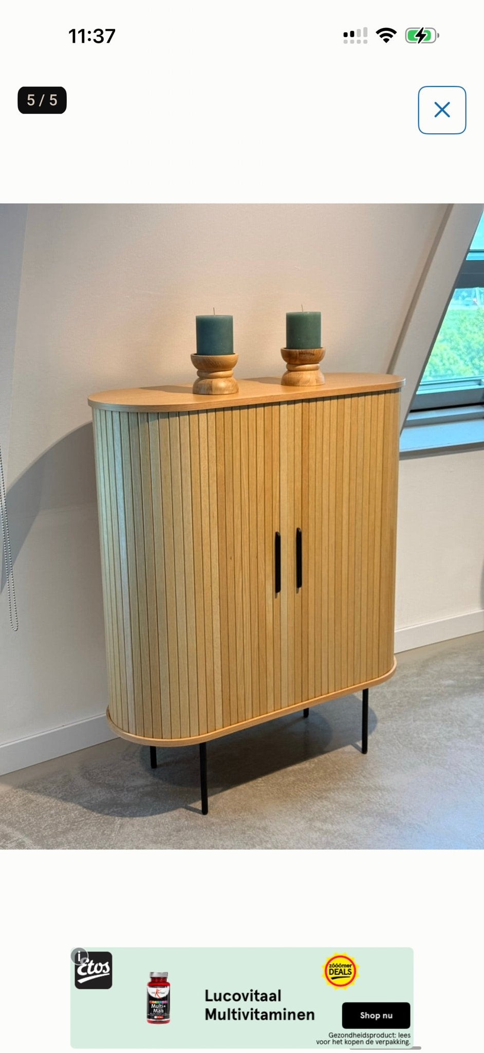 Nieuwe houten kast met roldeuren - 118x100 cm, 100 tot 150 cm, Ophalen of Verzenden, 25 tot 50 cm, Overige houtsoorten