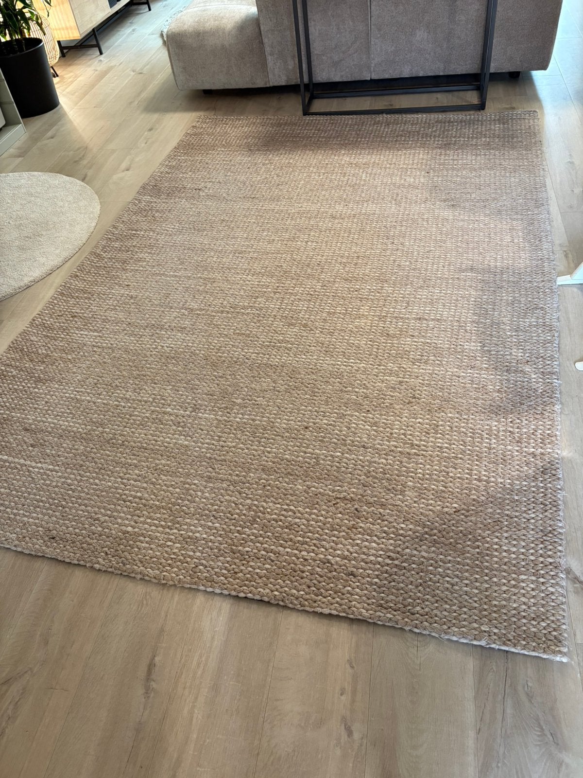 Wollen vloerkleed 150x220 zand/beige Leen Bakker, Ophalen, Gebruikt, Beige, 200 cm of meer