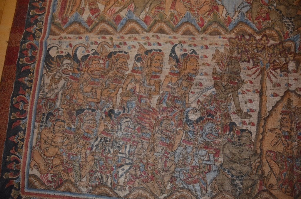 Kamasan Bali Schilderij scene Ramayana epos, 97 cm, Ophalen of Verzenden, Op te hangen, Indonesië