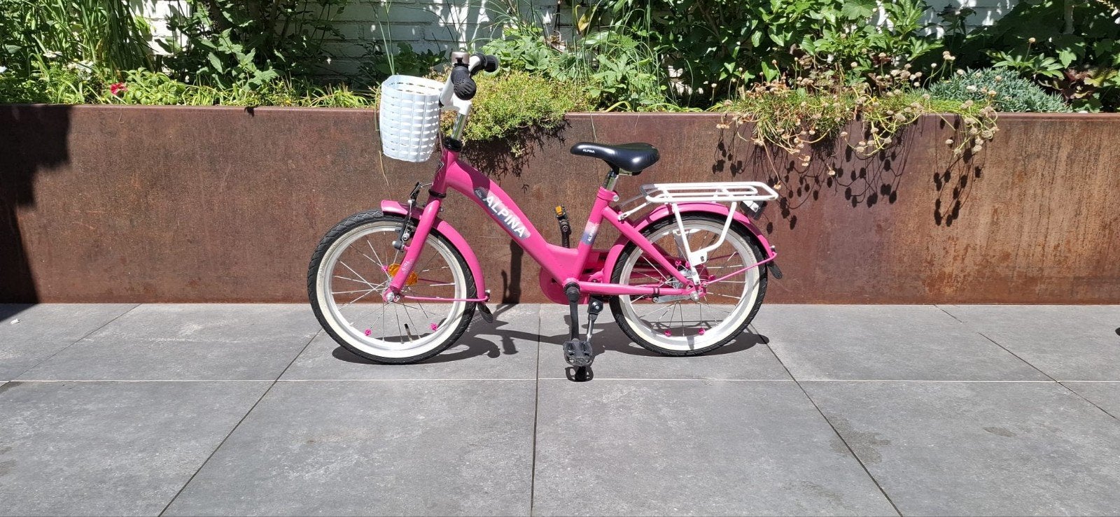 Alpina fiets met mandje - Roze kinderfiets - 20 inch, Ophalen, Gebruikt, Alpina, Terugtraprem