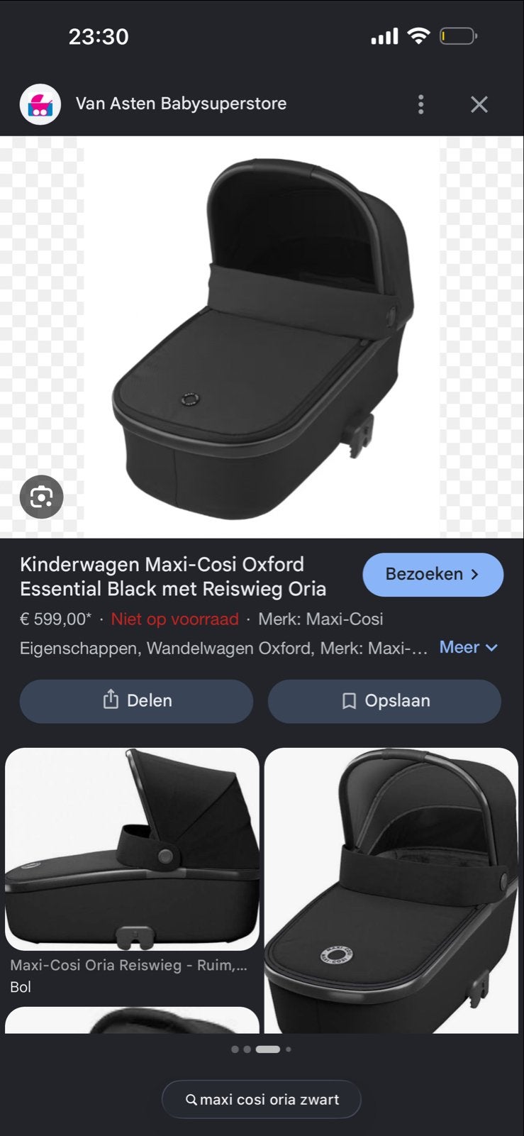 Zo goed als nieuwe Maxi-Cosi Oria Reiswieg all black, Nieuw, Met reiswieg, Maxi-Cosi, Ophalen