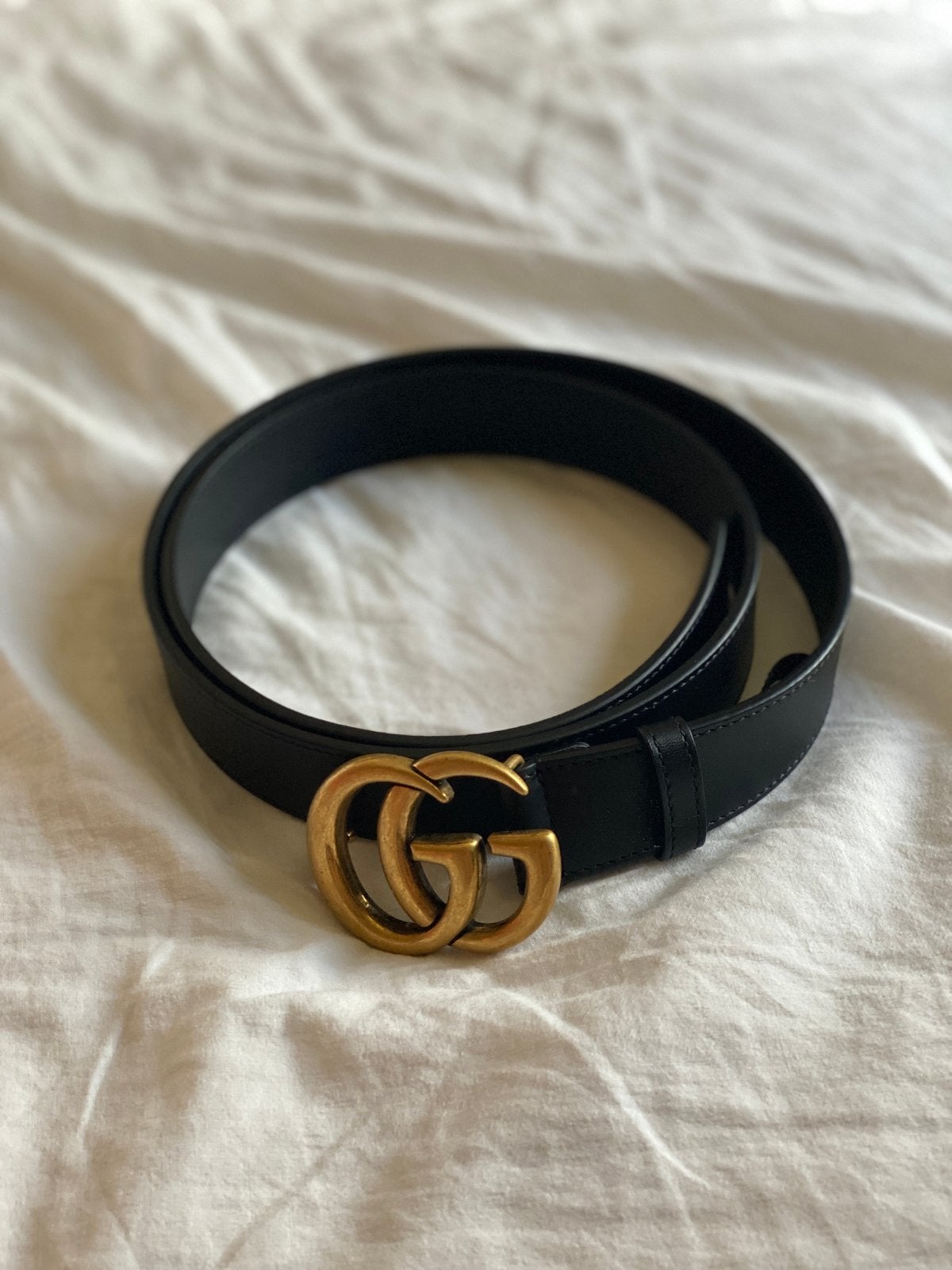 Gucci GG Marmont Riem Zwart Leer Goudkleurige Gesp, Minder dan 3 cm, 90 tot 100 cm, Heupriem, Ophalen of Verzenden