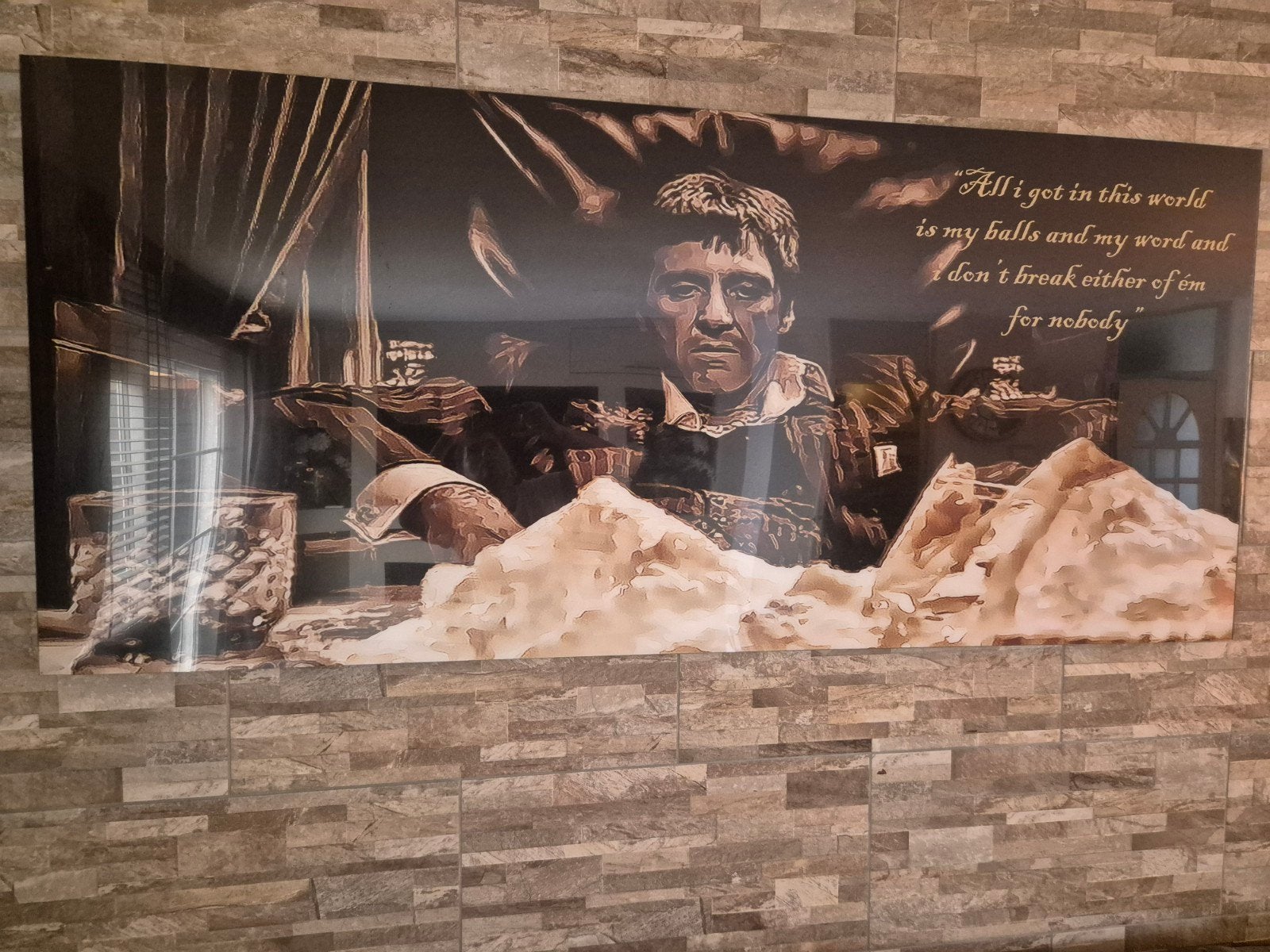 Schilderij Scarface Tony Montana - 170x70 cm, Ophalen