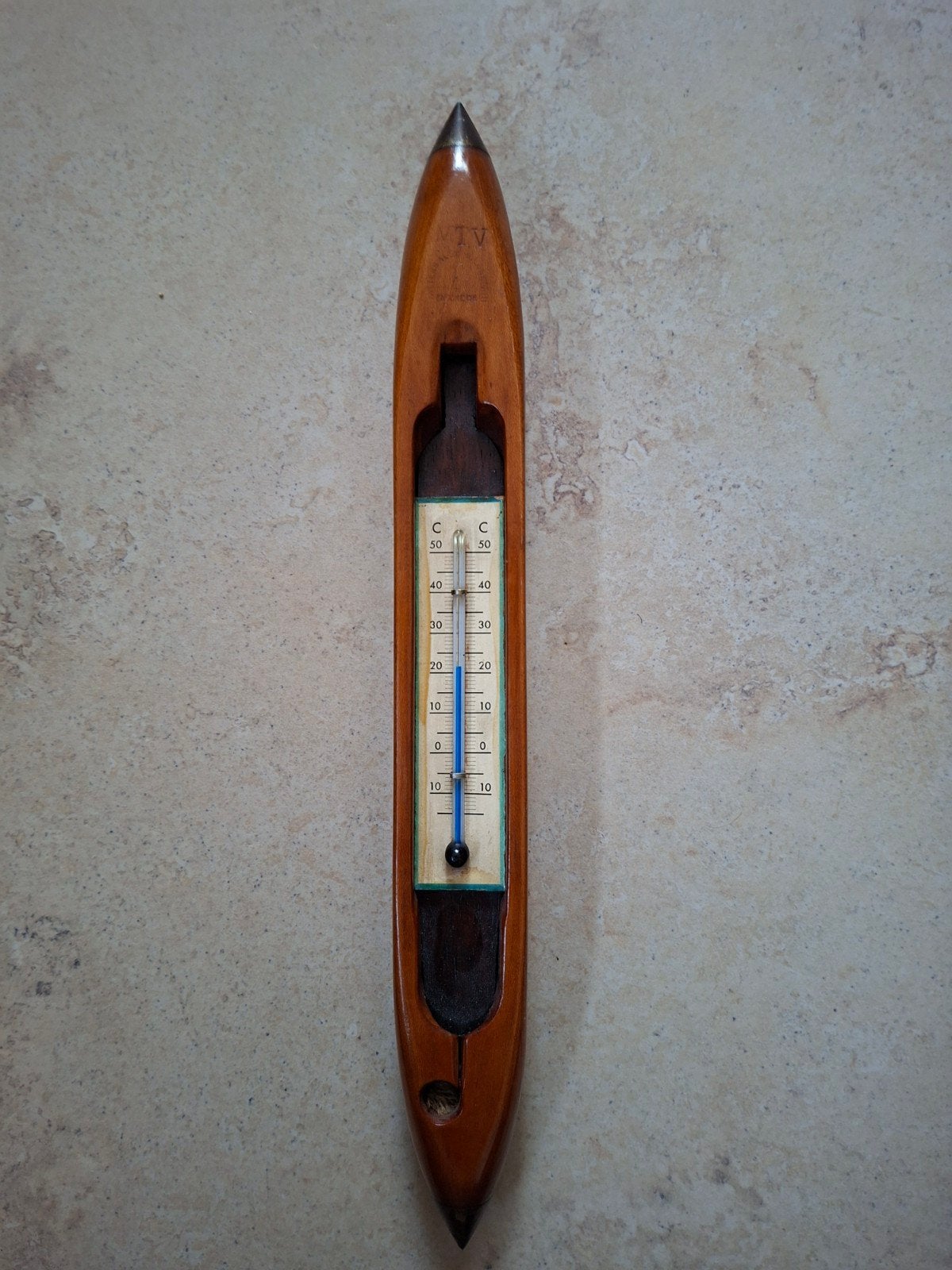 Antieke garenspoel uit Enschede met ingebouwde barometer, Ophalen of Verzenden